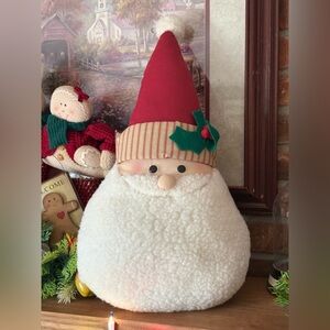 Vintage 1980’s Large Festive Santa Plush with Red Hat Hanging Holiday Decor